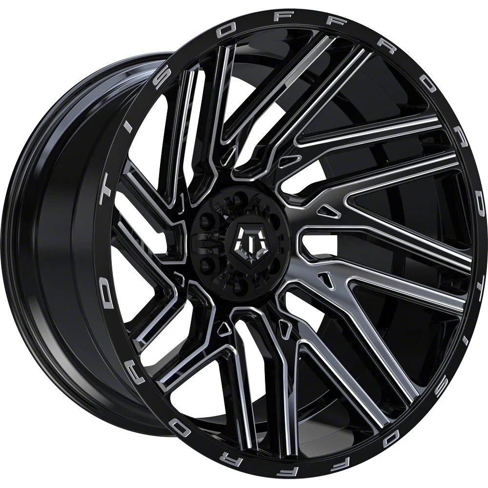 TIS 554BM Gloss Black Milled 8-Lug Wheel; 22x12; -44mm Offset (06-08 RAM 1500 Mega Cab)