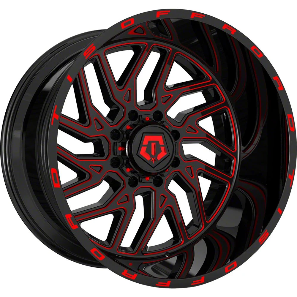 TIS 544BMR Gloss Black with Red Tint Accent 8-Lug Wheel; 20x12; -44mm Offset (19-26 RAM 2500)