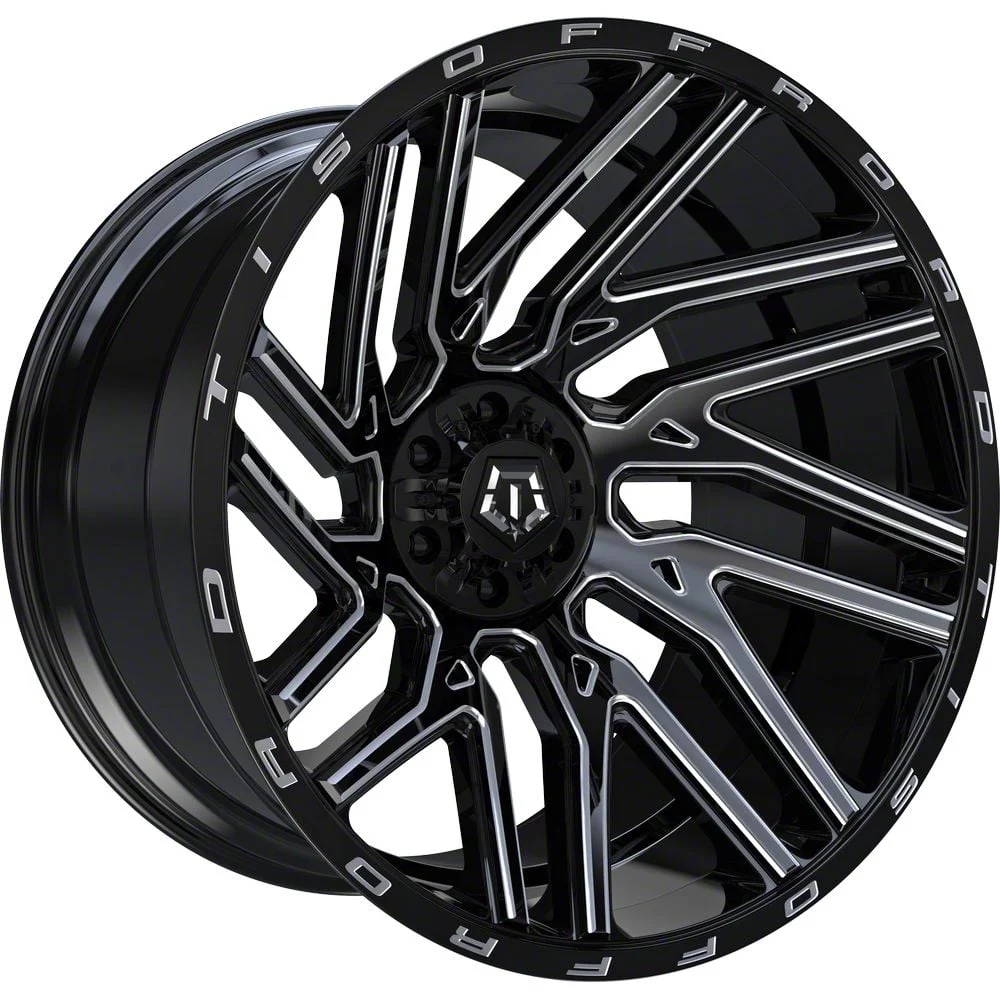 TIS 554BM Gloss Black Milled 8-Lug Wheel; 22x12; -44mm Offset (07-10 Silverado 2500 HD)