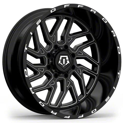 TIS 544BM Gloss Black Milled 8-Lug Wheel; 24x14; -76mm Offset (07-10 Silverado 3500 HD SRW)