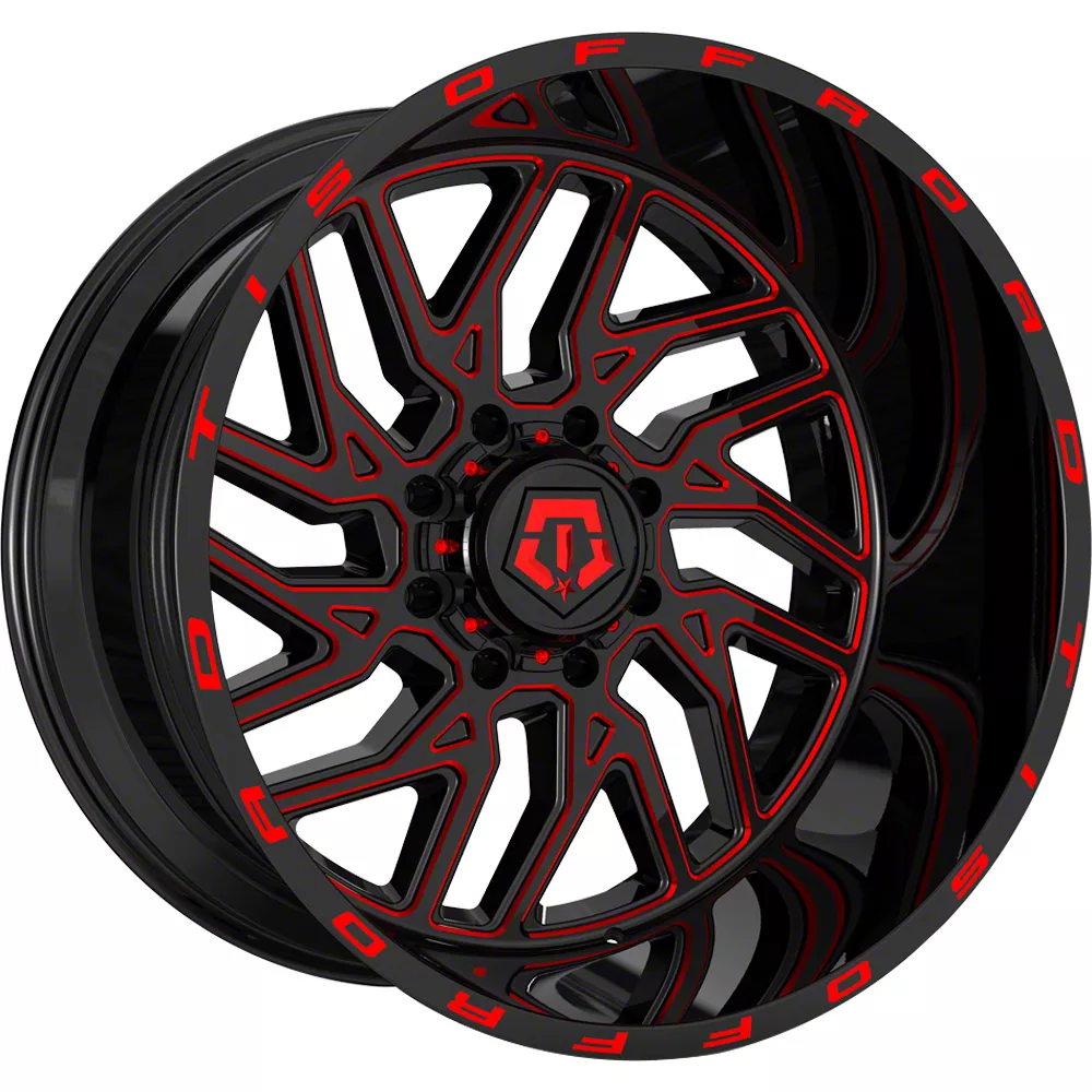 TIS 544BMR Gloss Black with Red Tint Accent 8-Lug Wheel; 20x12; -44mm Offset (07-10 Silverado 3500 HD SRW)