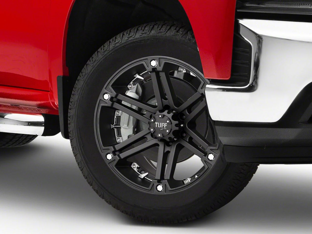 Tuff A.T. T01 Flat Black with Chrome Inserts 6-Lug Wheel; 20x9; 10mm Offset (19-26 Silverado 1500)