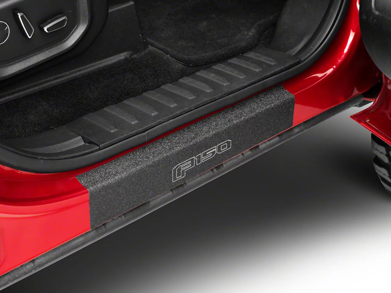 Front Door Sill Protection with F-150 Logo; TUF-LINER Black; Black and Gray (15-26 F-150)