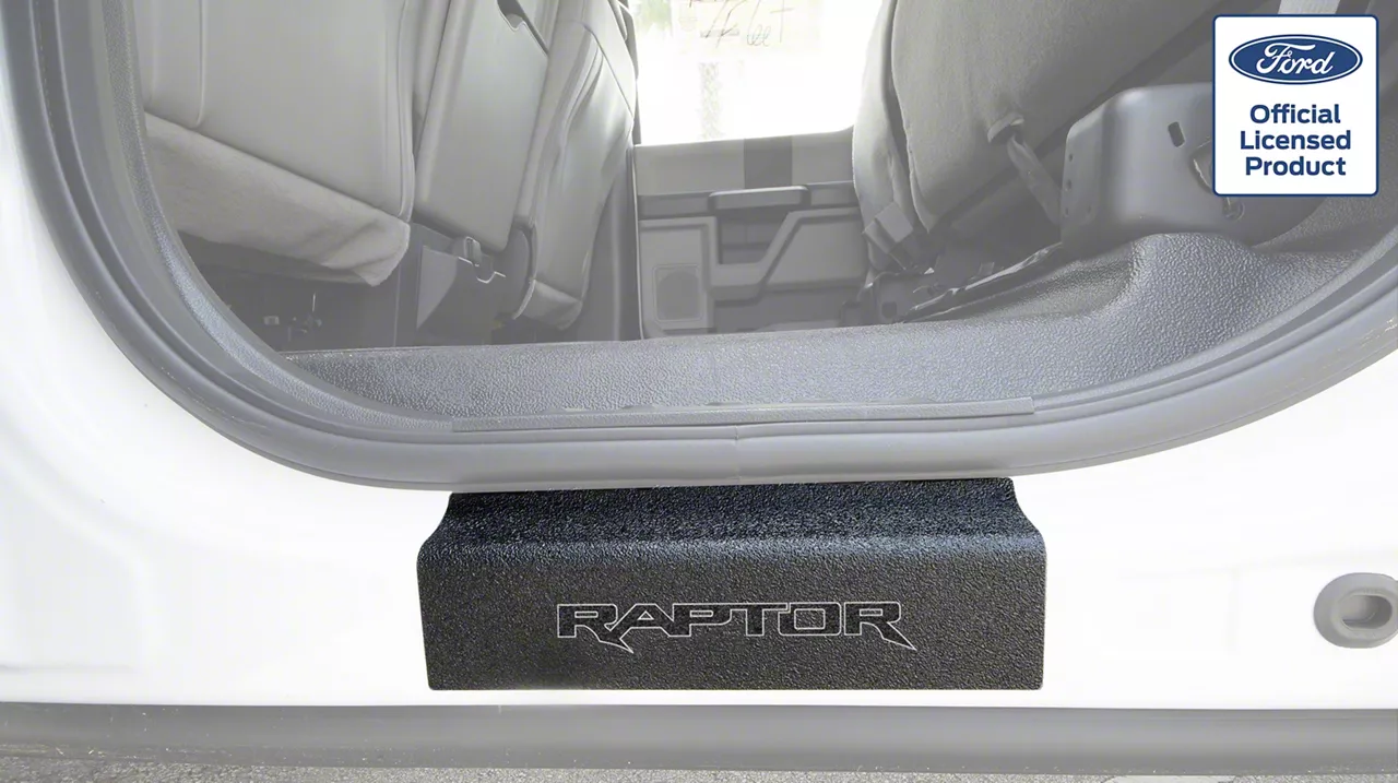 Rear Door Sill Protection with Raptor Logo; TUF-LINER Black; Black and Gray (15-26 F-150 SuperCrew)