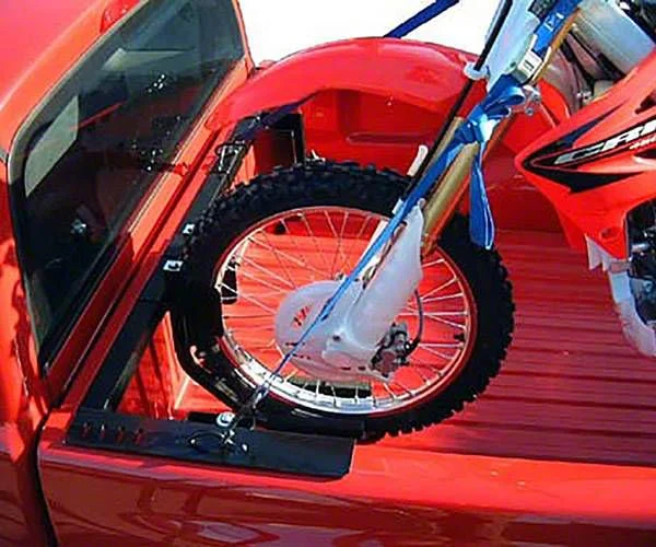US Rack Motorcycle Grip Truck Rack; 3 Wheel Chocks; Black (11-26 F-250 Super Duty)