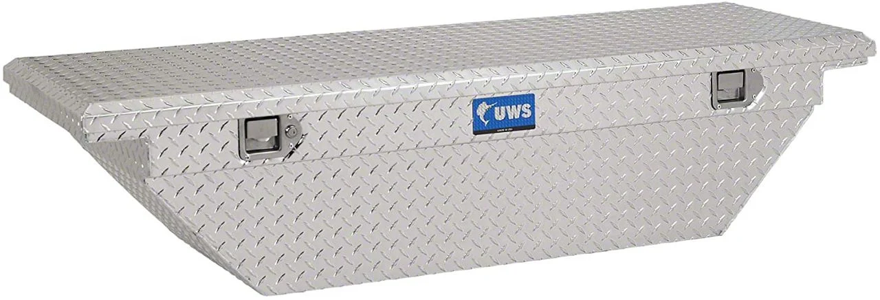 UWS 69-Inch Aluminum Low Profile Angled Crossover Tool Box; Bright (09-26 RAM 1500 w/o RAM Box)