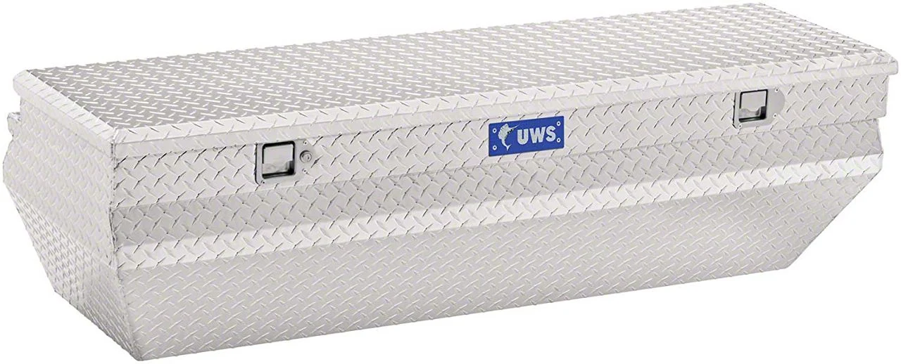 UWS 55-Inch Aluminum Wedge Angled Utility Chest Tool Box; Bright (12-26 RAM 2500 w/ 6.4-Foot Box & w/o RAM Box)