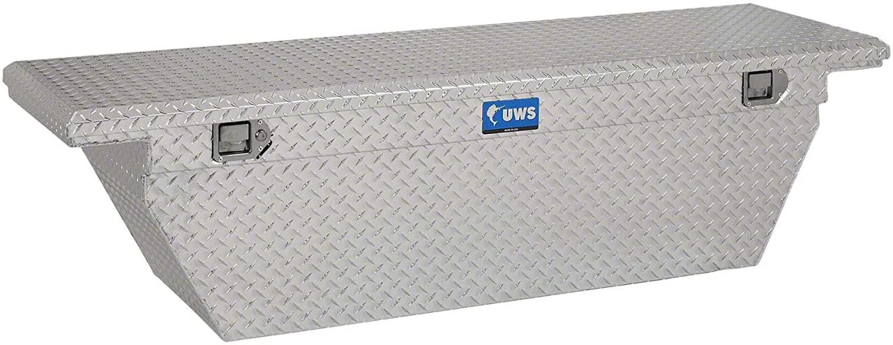 UWS 69-Inch Aluminum Deep Angled Crossover Tool Box; Bright (10-18 RAM 2500 w/o RAM Box)