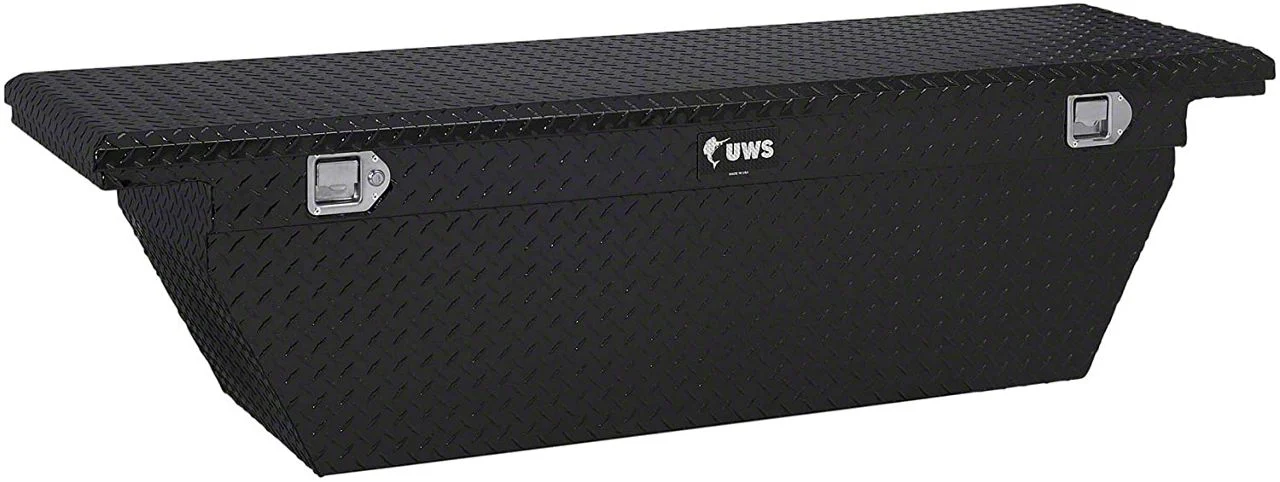 UWS 69-Inch Aluminum Deep Angled Crossover Tool Box; Gloss Black (10-18 RAM 2500 w/o RAM Box)