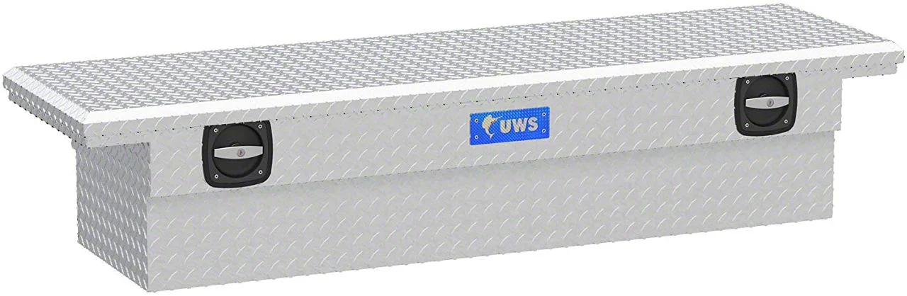UWS 69-Inch Aluminum Low Profile Secure Lock Crossover Tool Box; Bright (10-18 RAM 3500 w/ 8-Foot Box)