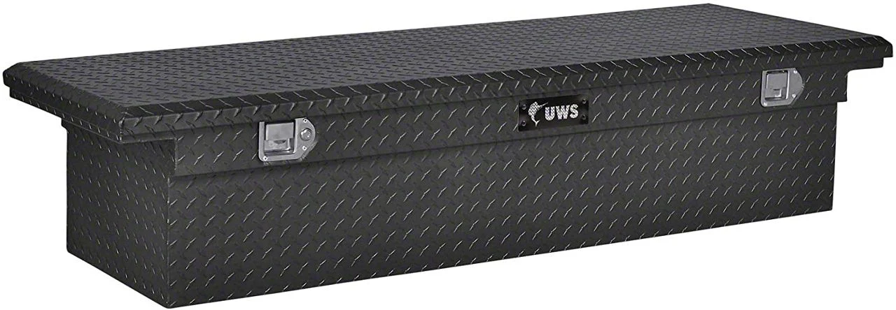 UWS 69-Inch Aluminum Low Profile Crossover Tool Box; Matte Black (07-26 Sierra 3500 HD)