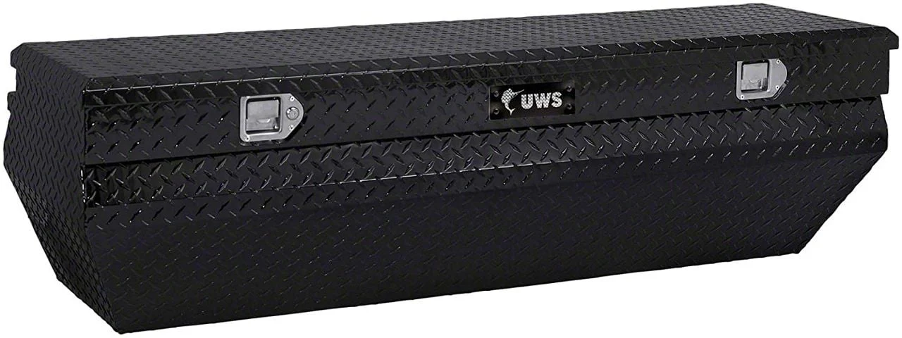 UWS 55-Inch Aluminum Wedge Angled Utility Chest Tool Box; Gloss Black (04-26 Silverado 1500 Crew Cab)