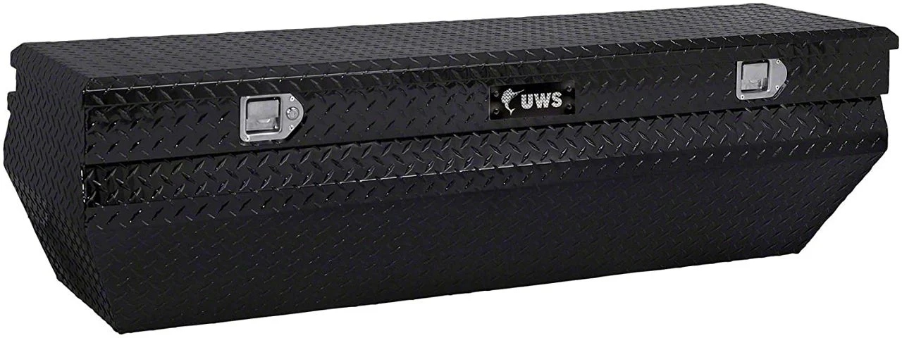 UWS 62-Inch Aluminum Wedge Angled Utility Chest Tool Box; Gloss Black (07-26 Silverado 2500 HD)