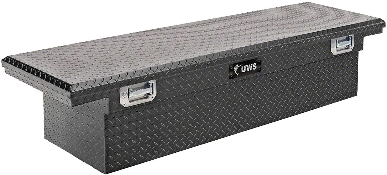 UWS 69-Inch Aluminum Crossover Tool Box with Pull Handles; Matte Black (07-26 Silverado 2500 HD)