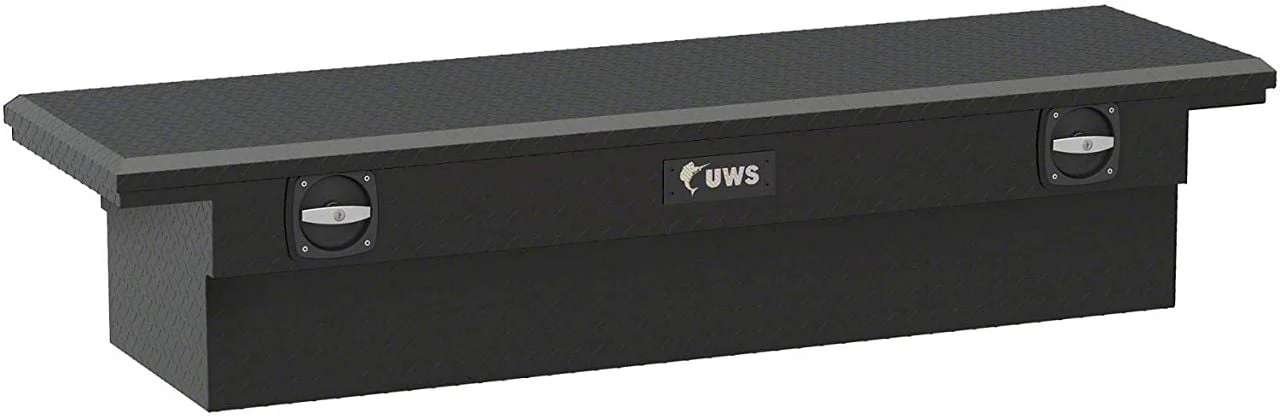 UWS 69-Inch Aluminum Low Profile Secure Lock Crossover Tool Box; Matte Black (07-26 Silverado 2500 HD)