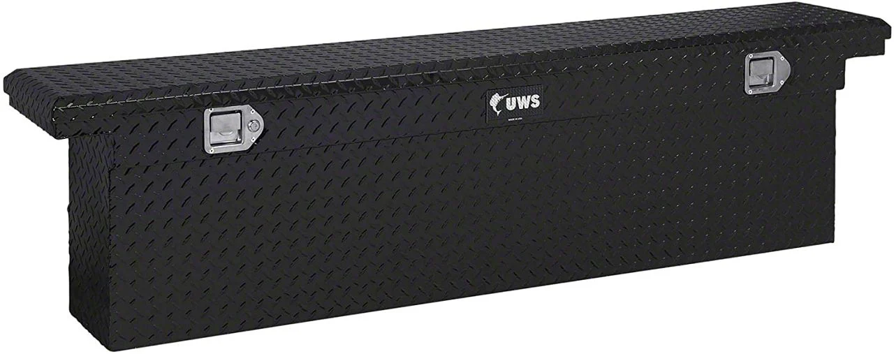 UWS 69-Inch Aluminum Deep Low Profile Slim-Line Crossover Tool Box; Gloss Black (07-26 Silverado 3500 HD)