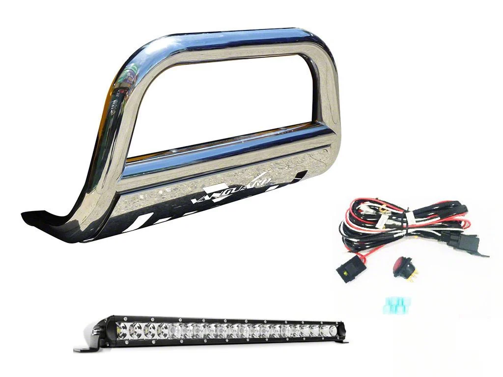 3-Inch Bull Bar with LED Cube Lights; Stainless Steel (07-13 Silverado 1500)
