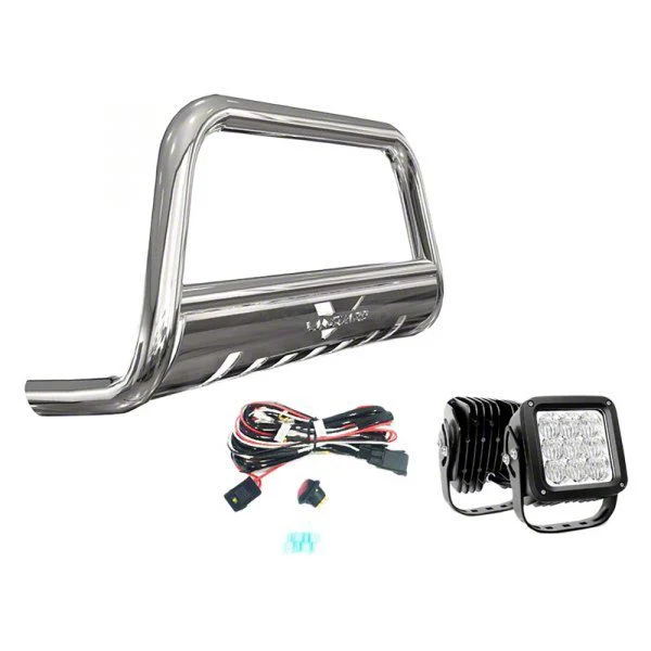 Bull Bar with 4.50-Inch LED Cube Lights; Stainless Steel (07-13 Silverado 1500)