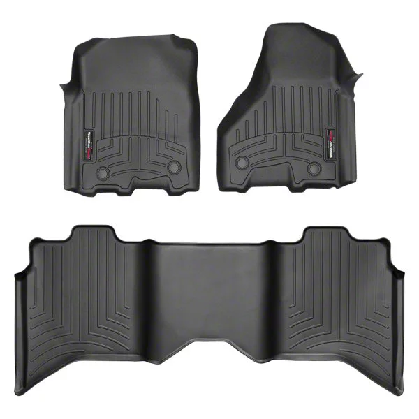 Weathertech DigitalFit Front and Rear Floor Liners for Vinyl Floors; Black (12-18 RAM 2500 Crew Cab)