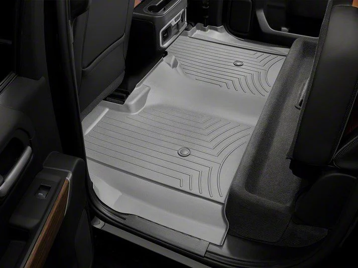 Weathertech DigitalFit Rear Floor Liner; Gray (20-26 Sierra 2500 HD Crew Cab w/ Front Bucket Seats & Rear Underseat Storage)