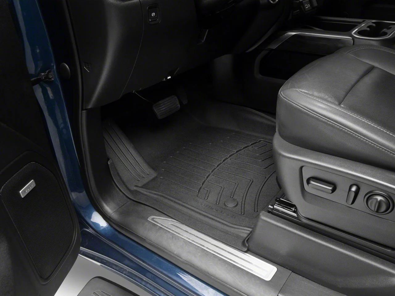 Weathertech Front and Rear Floor Liner HP; Black (20-26 Sierra 2500 HD Crew Cab w/ Front Bucket Seats & Rear Underseat Storage)