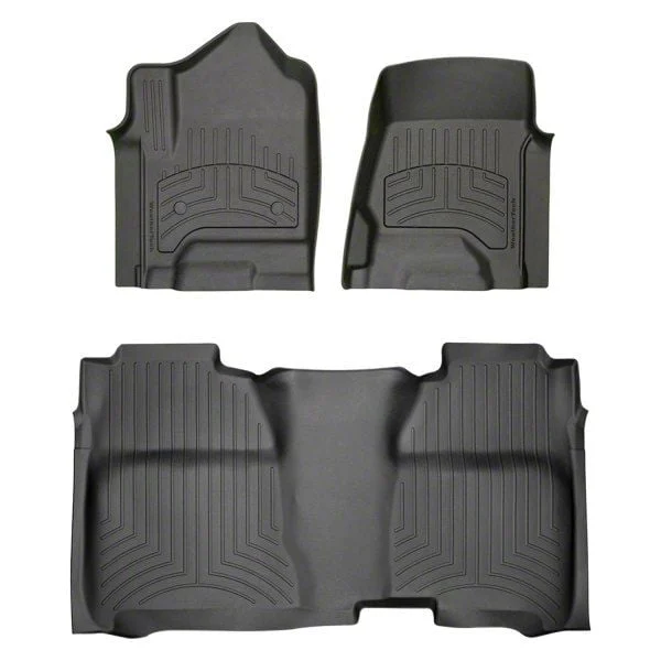 Weathertech Front and Rear Floor Liner HP; Black (15-19 Sierra 2500 HD Crew Cab w/o PTO Kit)