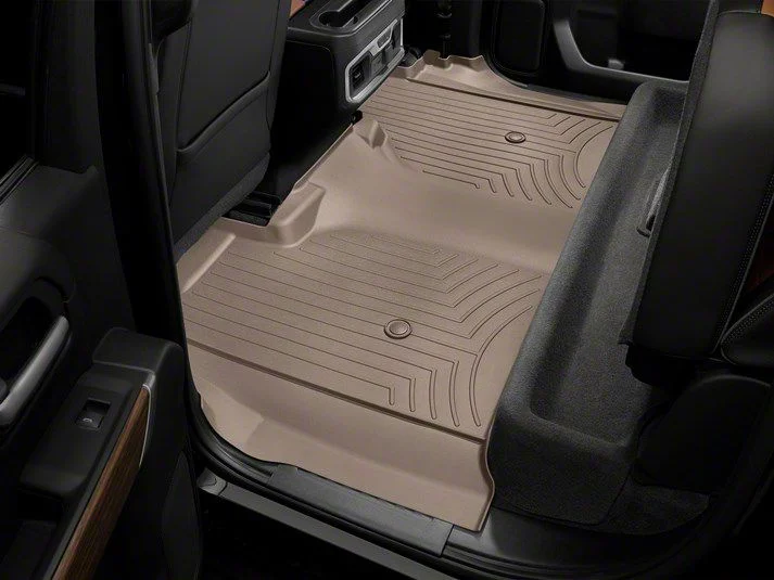 Weathertech DigitalFit Rear Floor Liner; Tan (20-26 Silverado 2500 HD Crew Cab w/ Front Bucket Seats & Rear Underseat Storage)