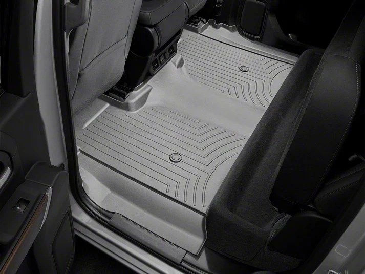 Weathertech DigitalFit Rear Floor Liner; Gray (20-26 Silverado 2500 HD Crew Cab w/ Front Bench Seat & Rear Underseat Storage))