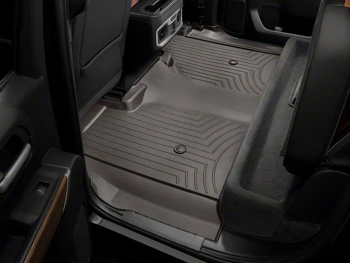 Weathertech DigitalFit Rear Floor Liner; Cocoa (20-26 Silverado 2500 HD Crew Cab w/ Front Bucket Seats & Rear Underseat Storage)