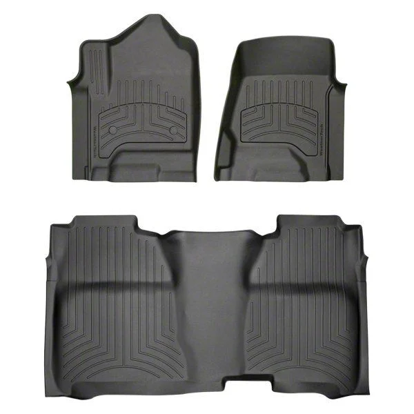 Weathertech Front and Rear Floor Liner HP; Black (15-19 Silverado 2500 HD Crew Cab w/o PTO Kit)