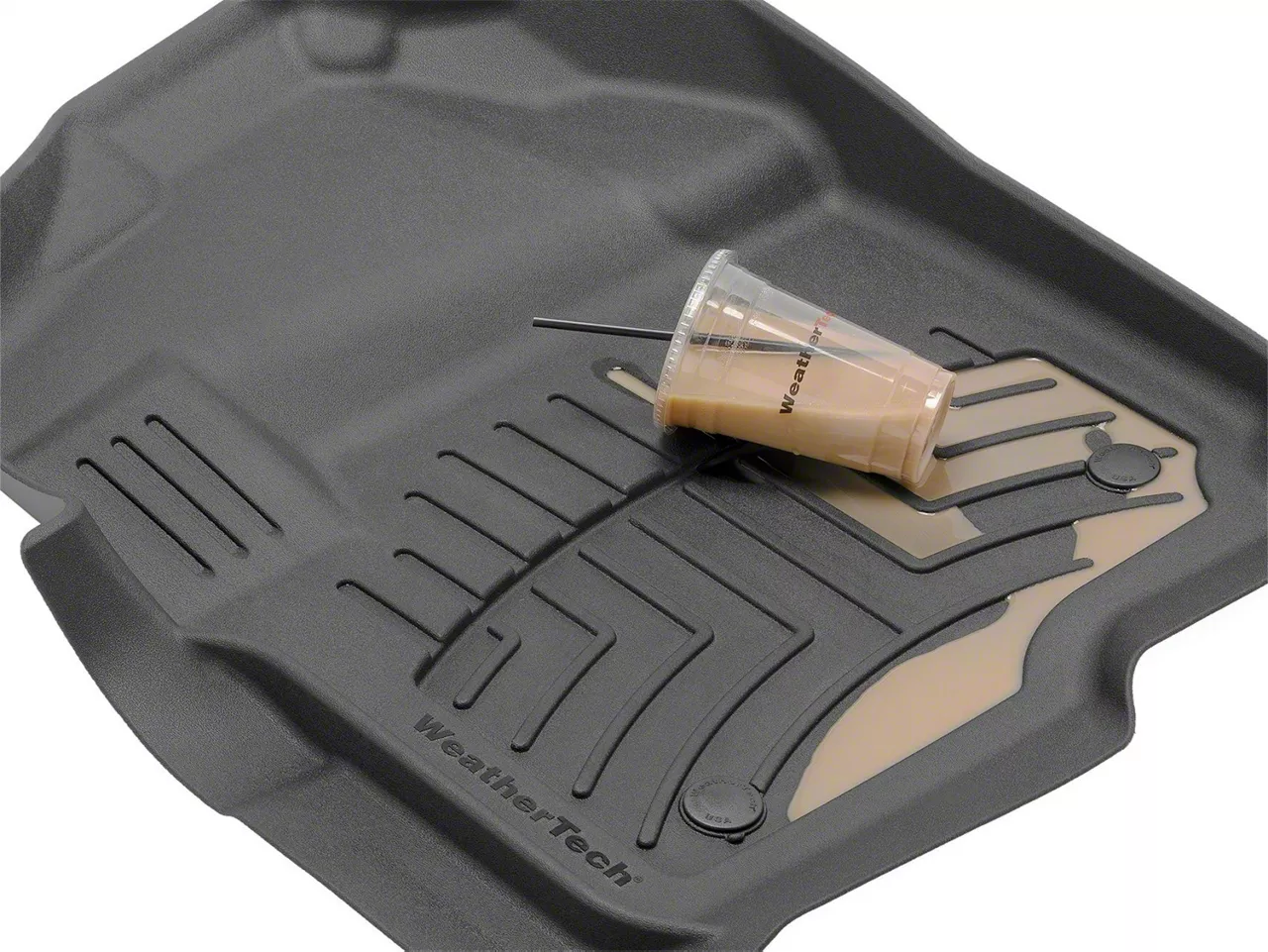 Weathertech Front and Rear Floor Liner HP; Tan (15-19 Silverado 3500 HD Crew Cab w/o PTO Kit)