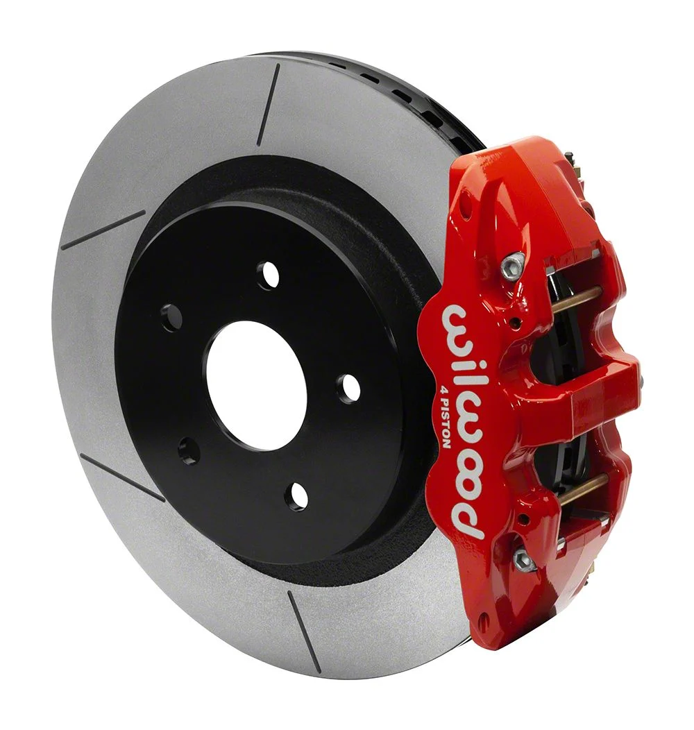 Wilwood AERO4 Rear Big Brake Kit with 15-Inch Slotted Rotors; Red Calipers (13-18 RAM 1500)