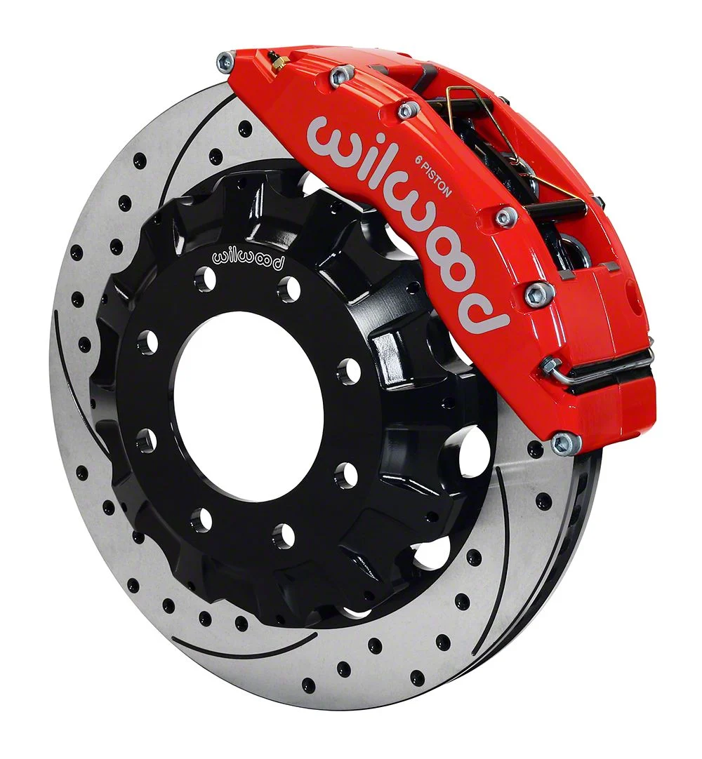 Wilwood TC6R Front Big Brake Kit with 16-Inch Drilled and Slotted Rotors; Red Calipers (07-10 Sierra 2500 HD)