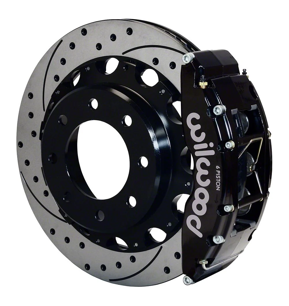 Wilwood TC6R Rear Big Brake Kit with 16-Inch Drilled and Slotted Rotors; Black Calipers (07-10 Sierra 2500 HD)