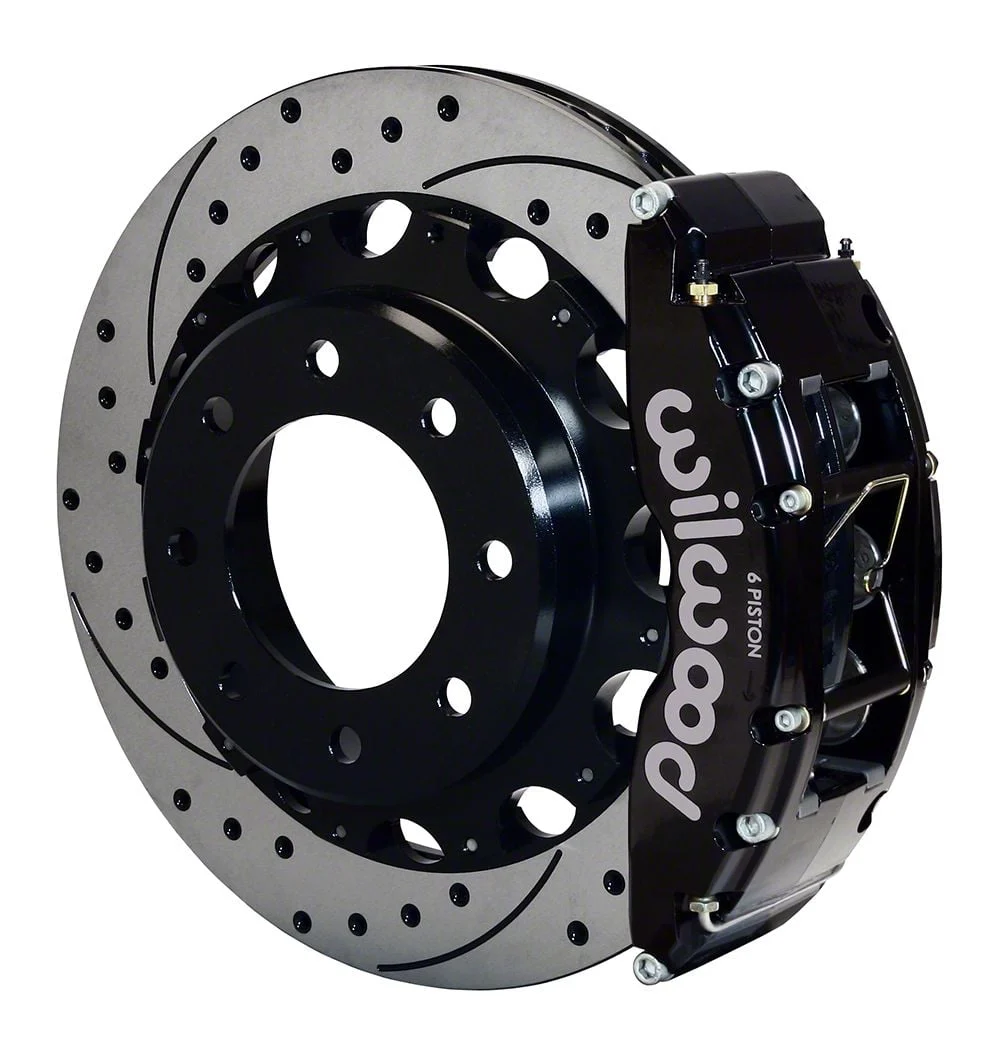 Wilwood TC6R Rear Big Brake Kit with 16-Inch Drilled and Slotted Rotors; Black Calipers (07-10 Silverado 2500 HD)