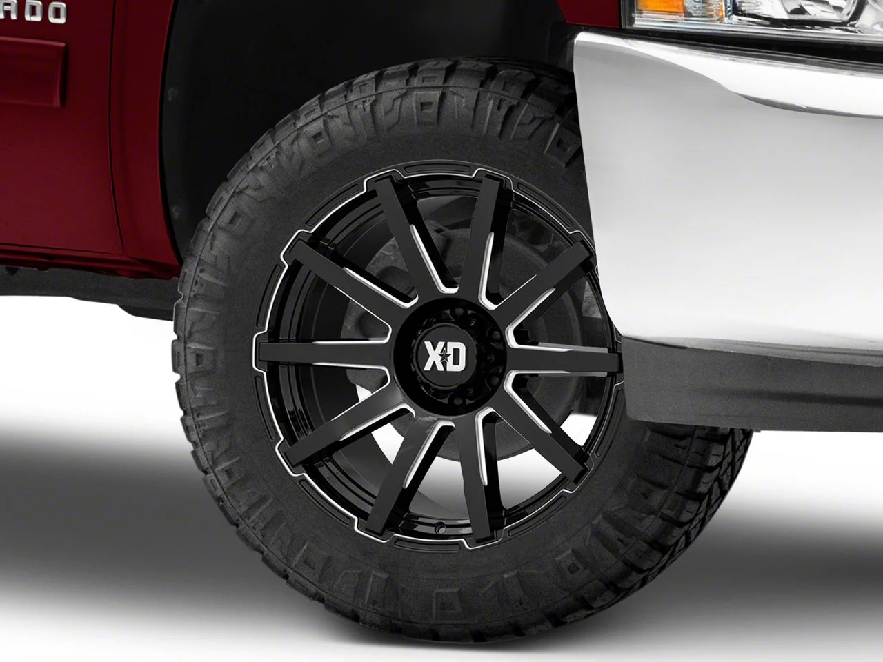 XD Outbreak Gloss Black Milled 6-Lug Wheel; 20x9; 30mm Offset (07-13 Silverado 1500)