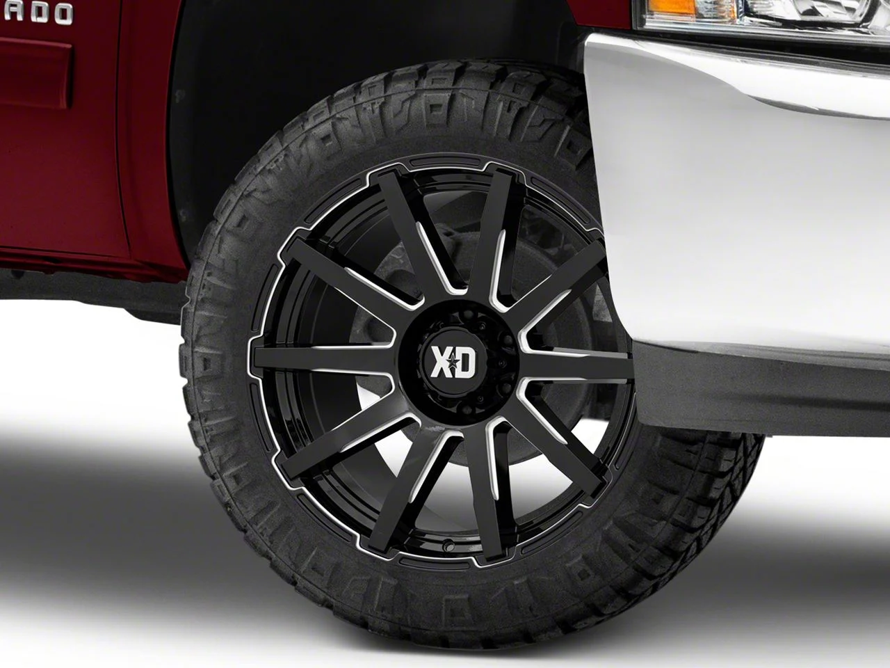 XD Outbreak Gloss Black Milled 6-Lug Wheel; 22x10; 12mm Offset (07-13 Silverado 1500)