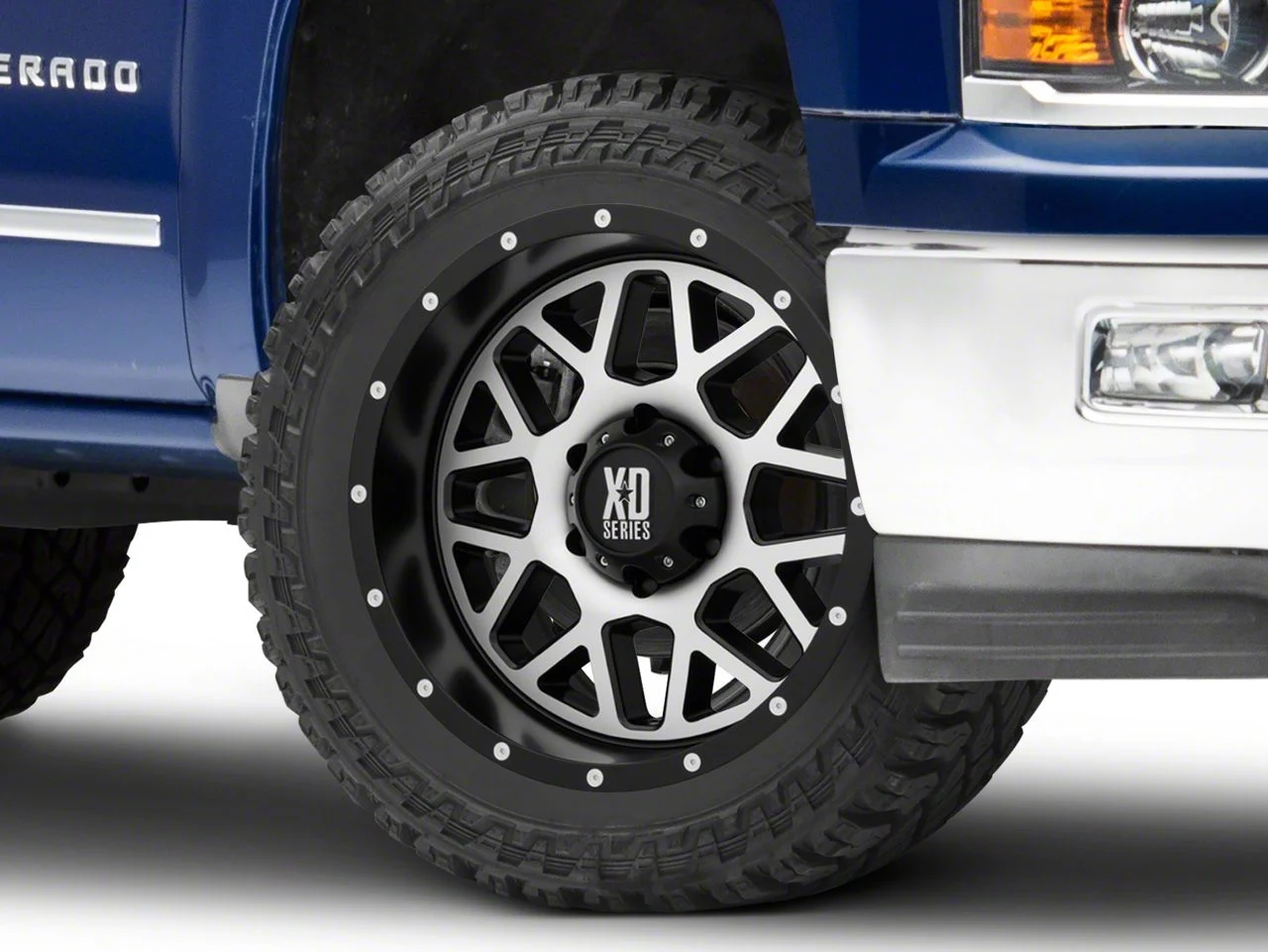 XD Grenade Satin Black Machined 6-Lug Wheel; 22x9.5; 30mm Offset (14-18 Silverado 1500)