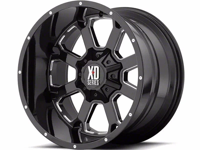 XD Buck 25 Gloss Black Milled 8-Lug Wheel; 20x9; 18mm Offset (20-26 Sierra 3500 HD SRW)