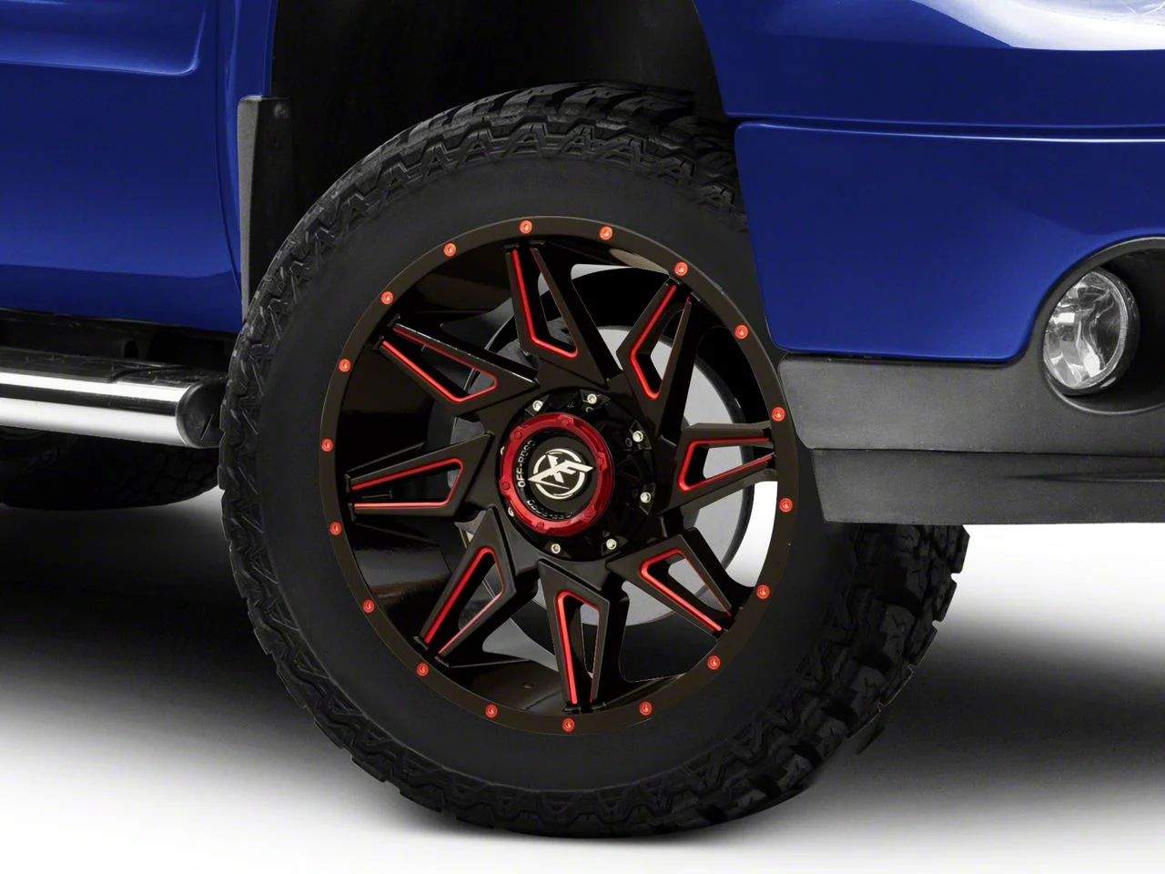 XF Offroad XF-218 Gloss Black Red Milled 6-Lug Wheel; 20x9; 12mm Offset (07-13 Sierra 1500)