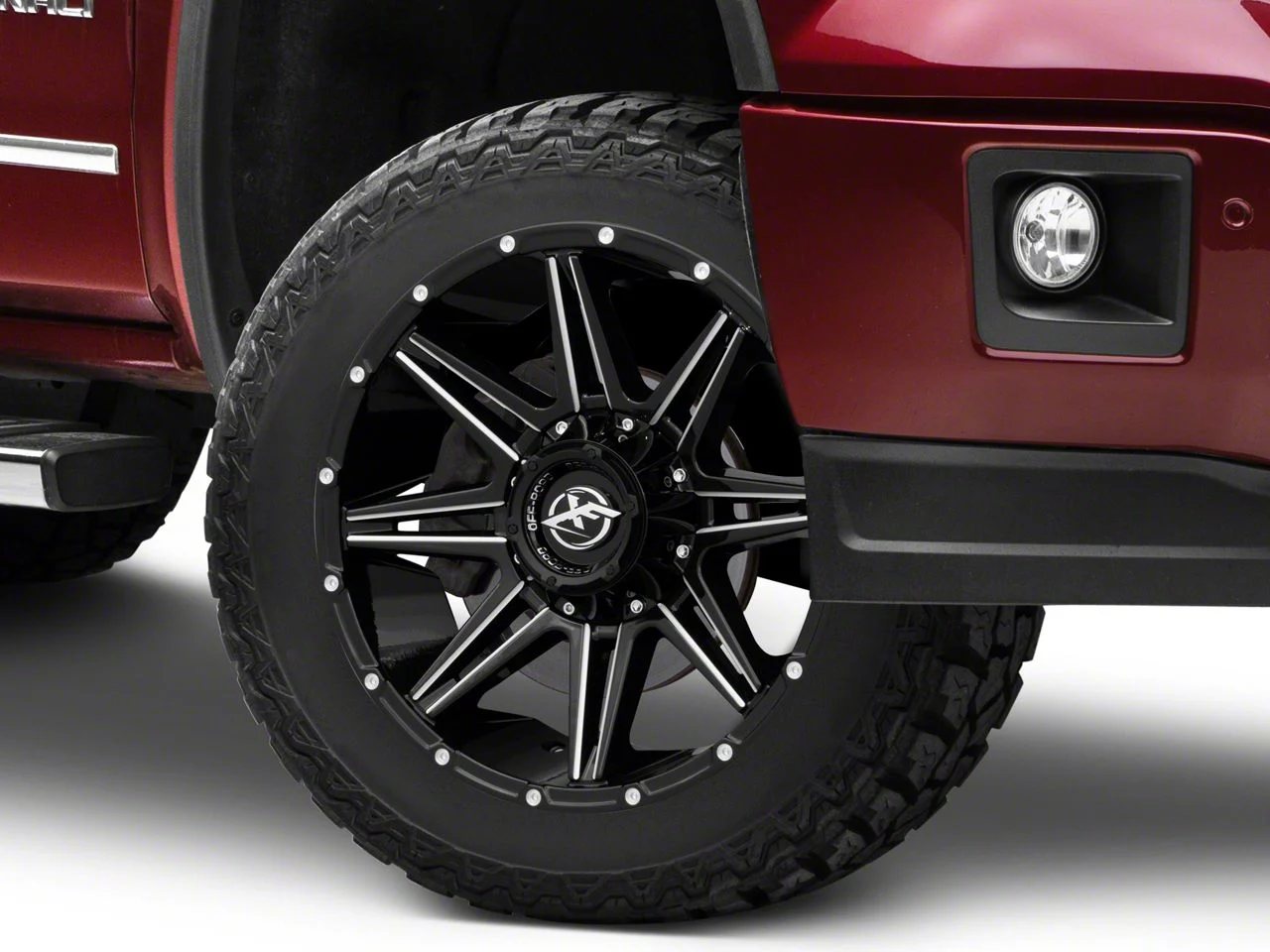 XF Offroad XF-220 Gloss Black Milled 6-Lug Wheel; 20x10; -12mm Offset (14-18 Sierra 1500)