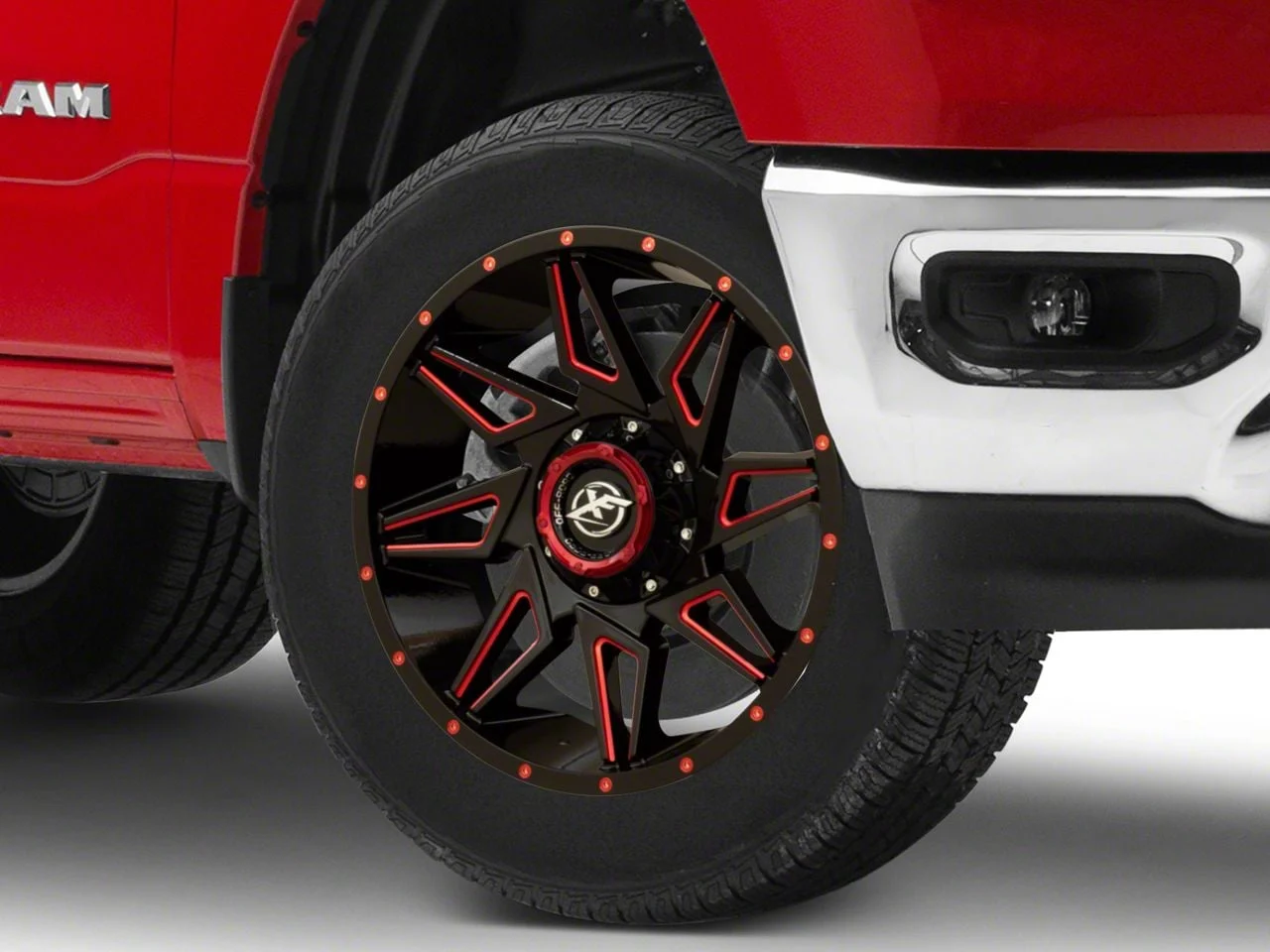 XF Offroad XF-218 Gloss Black Red Milled 6-Lug Wheel; 20x9; 12mm Offset (19-26 RAM 1500)