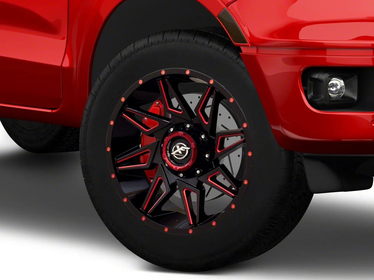 XF Offroad XF-218 Gloss Black Red Milled 6-Lug Wheel; 20x9; 12mm Offset (19-23 Ranger)