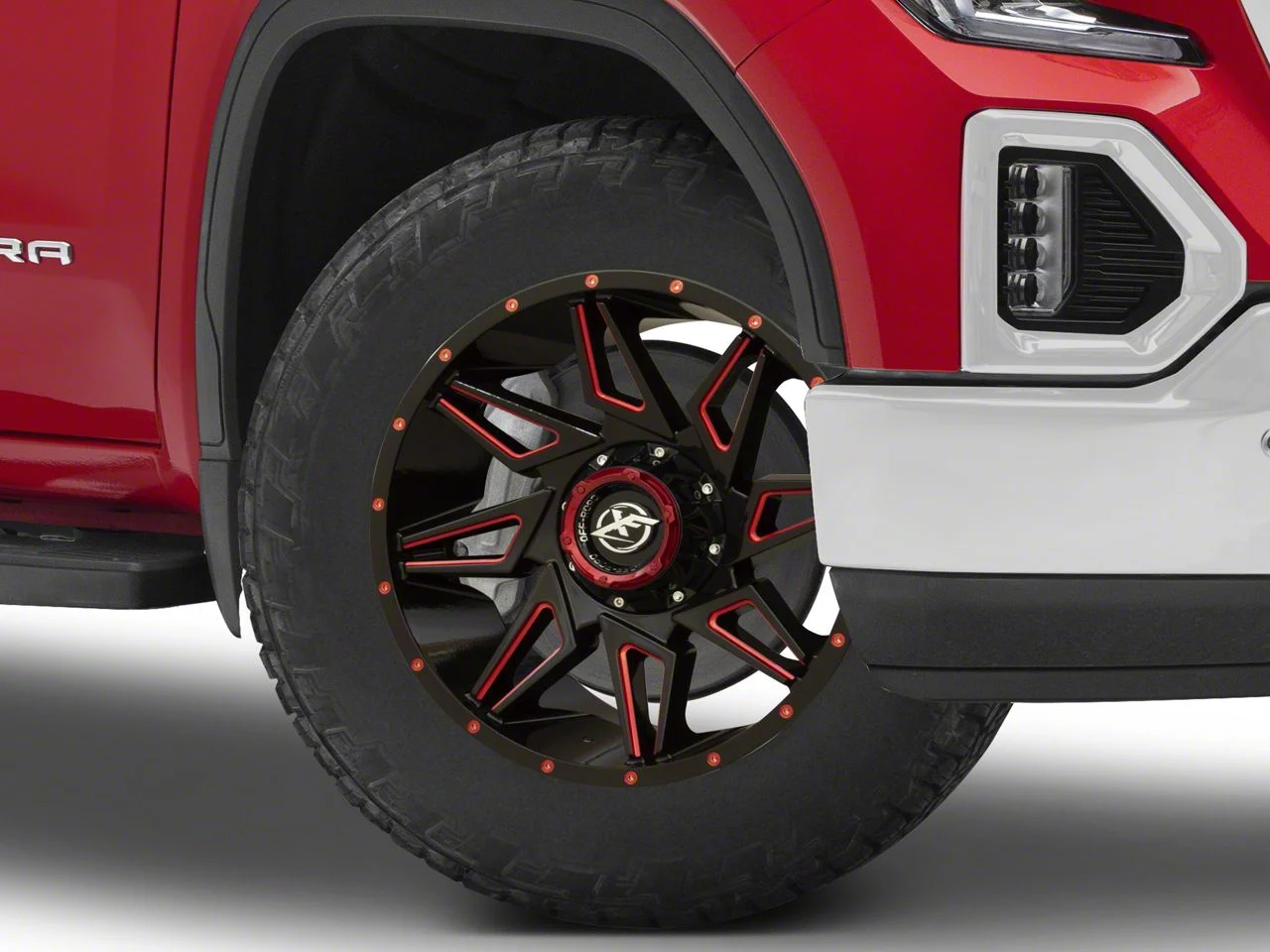 XF Offroad XF-218 Gloss Black Red Milled 6-Lug Wheel; 20x9; 12mm Offset (19-26 Sierra 1500)