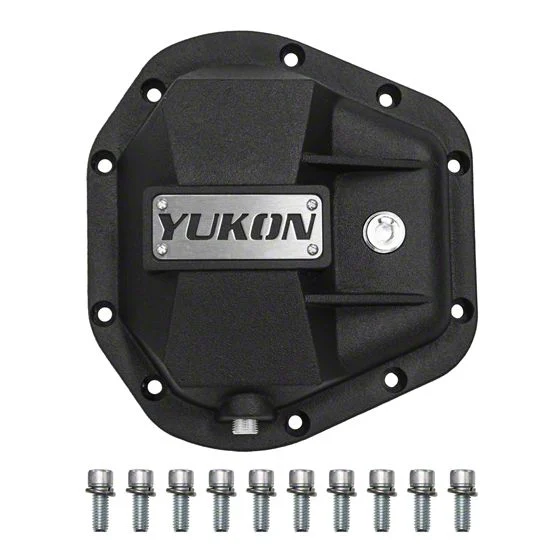 Yukon Gear Differential Cover; Rear; Dana 50, 60 and 70; Nodular Iron Differential Cover; Fits Standard and Reverse Rotation; 10-Bolt; Includes Cover Bolts and Magnetic Drain Plugs (11-13 4WD F-250 Super Duty)