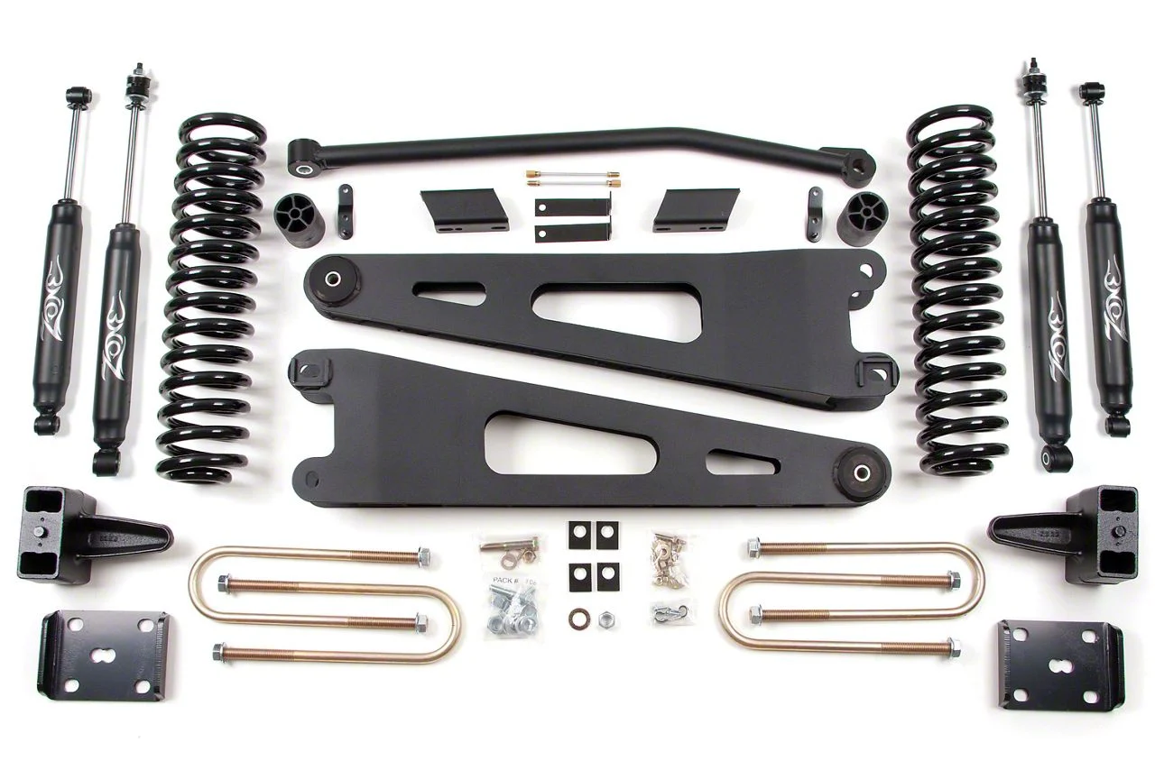 Zone Offroad 4-Inch Radius Arm Suspension Lift Kit with Nitro Shocks (11-16 4WD 6.2L F-250 Super Duty)