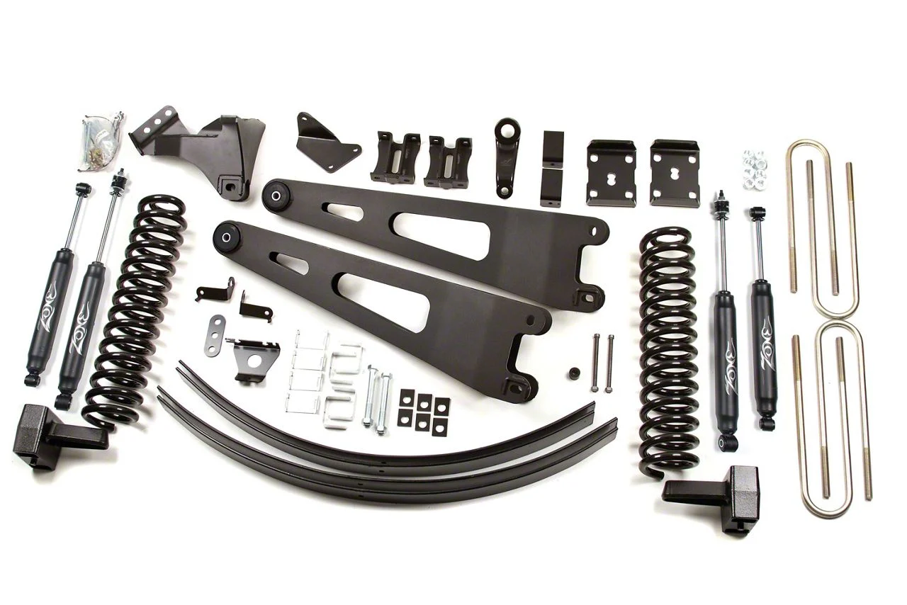 Zone Offroad 6-Inch Radius Arm Lift Kit with Nitro Shocks (11-16 4WD 6.7L Powerstroke F-250 Super Duty)